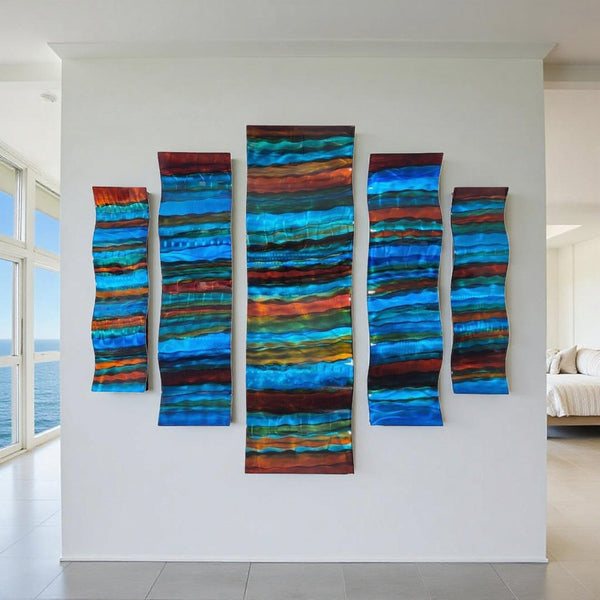 Oceanic Horizons - Five Panel Metal Wall Art
